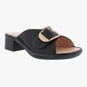 Fly London ELAX  JANEDA Black  Open Toe Block Slides Sandals  Size 40